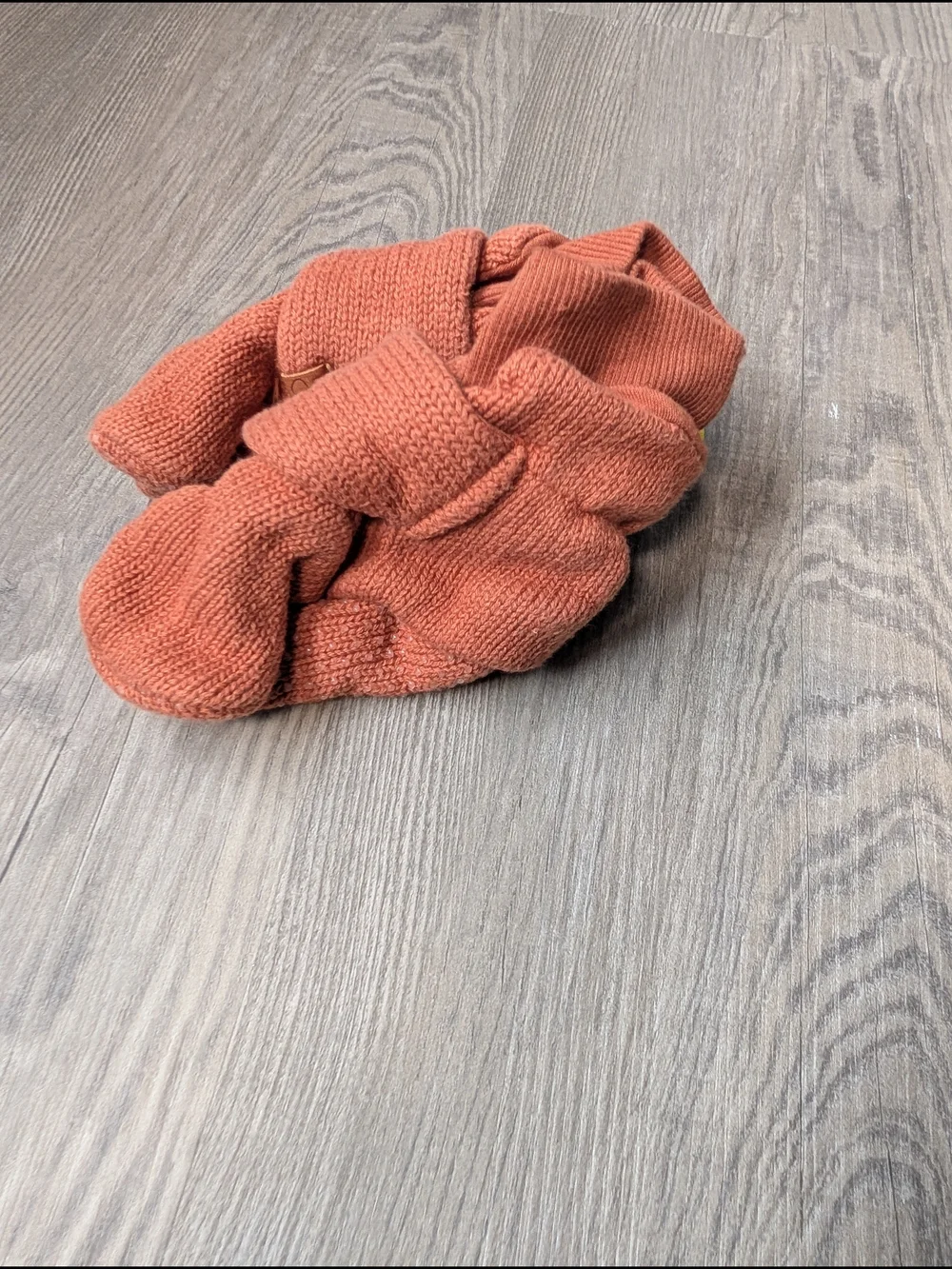 Goumi Kids Rust Terracotta Knit Baby Booties Organic Cotton 12-18 Months